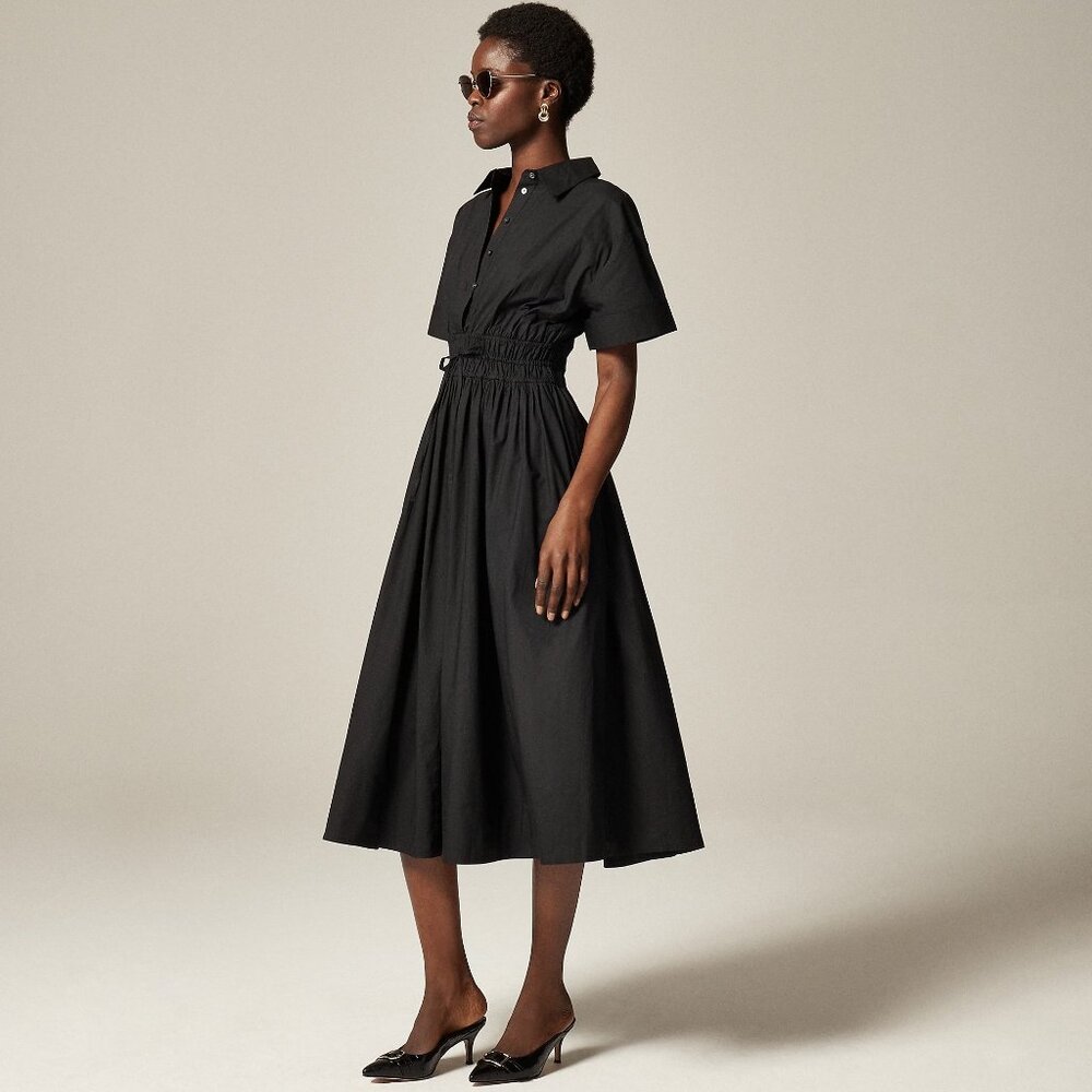 J. Crew Tall Elena Shirt-Dress in Cotton Poplin in Black